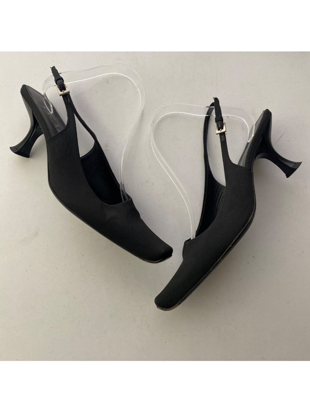 Prada Black Vintage Square Pointed Toe Heels Pumps Shoes EU 38.5 - Picture 2 of 10
